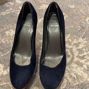 Stuart weitzman  navy blue suede heels 91/2